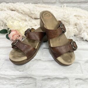 Dansko Sandal Clogs Sophie Embossed Floral Leather  Boho Y2K Womans US 9.5 EU 40